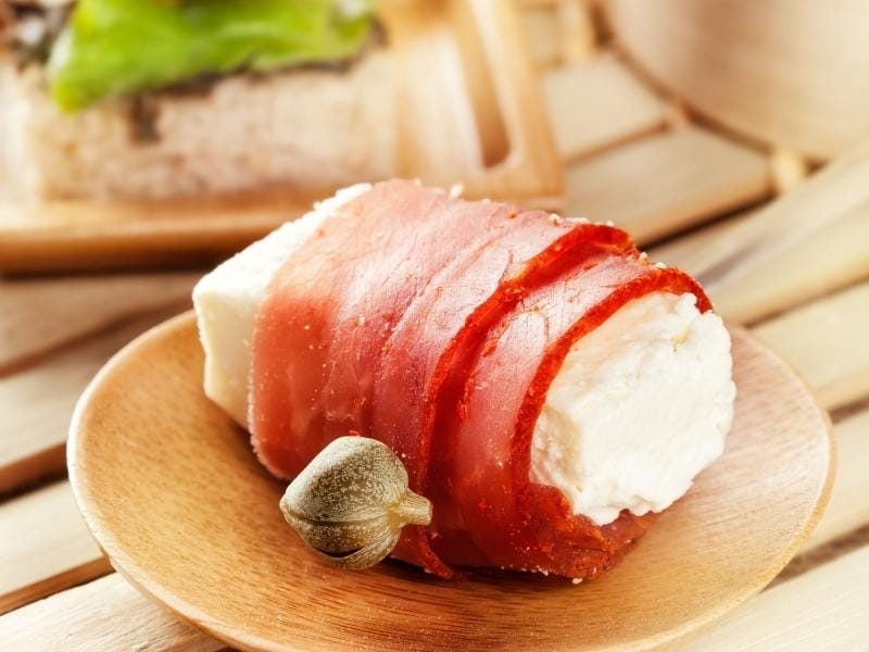 Cheese wrapped in deli meat