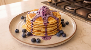 Keto Diner-Style Pancakes With Whipped Blueberry Butter