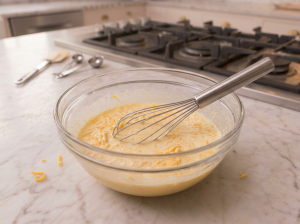Mixing the egg mixture together