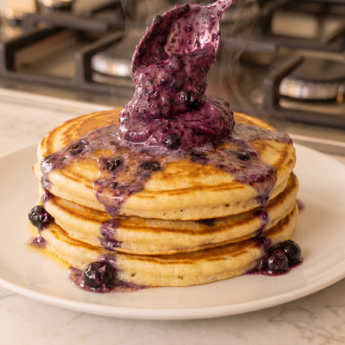 Keto Diner-Style Pancakes With Whipped Blueberry Butter