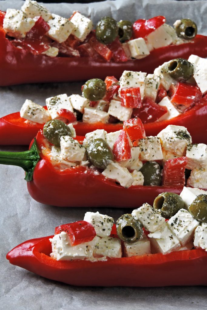 sweet red peppers close up